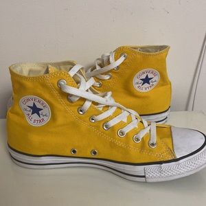 Yellow high top converse all star